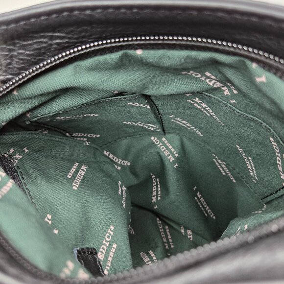 I. Medici Firenze Black Leather Crossbody Purse Women's Flap Front Boxy Designer - Picture 9 of 9